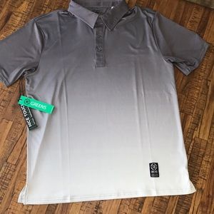 NWT 18 Greens Large gray white ombré golf polo